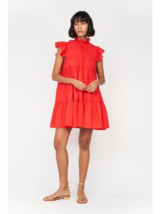 RHODE Dresses & Skirts - Rhode Tiffany Dress in Candy Red Ruffle Tiered Dress